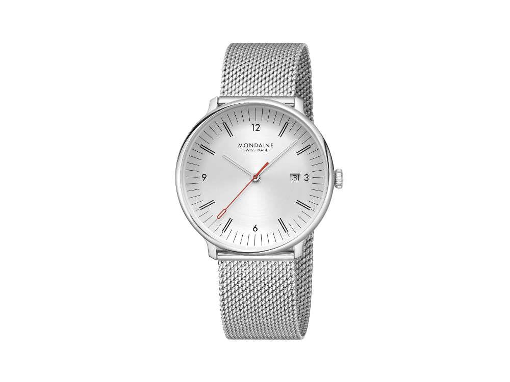 Mondaine Doppio Quartz Uhr, Weiss, 41 mm, MLE.41210.SM