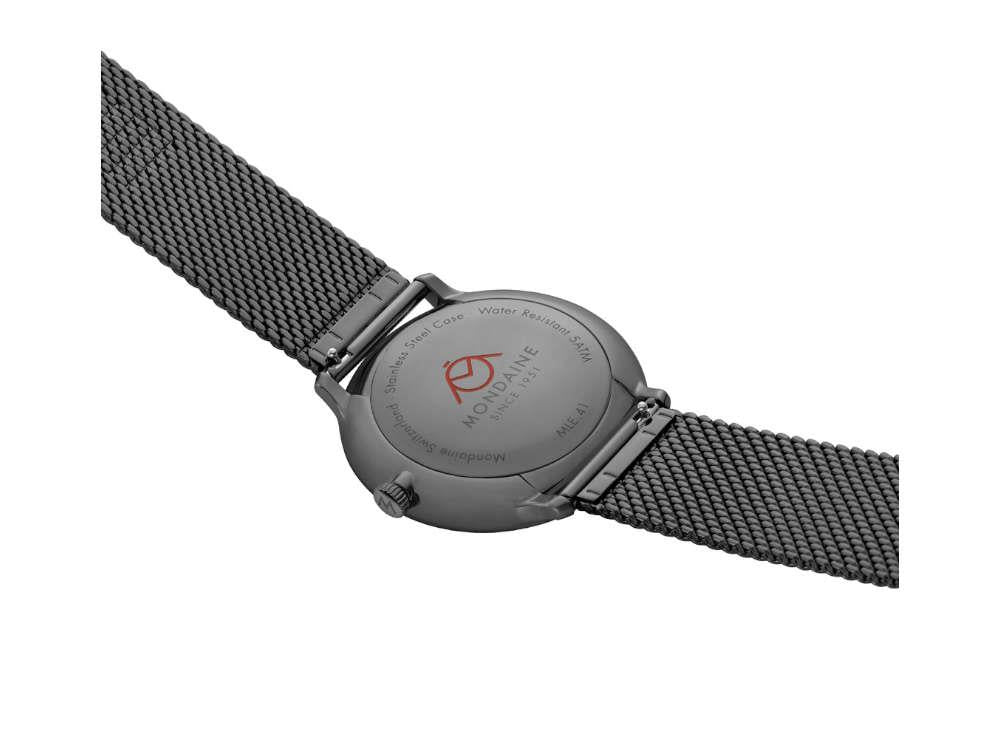 Mondaine Doppio IP Gun Quartz Uhr, Schwarz, 41 mm, MLE.41220.SM