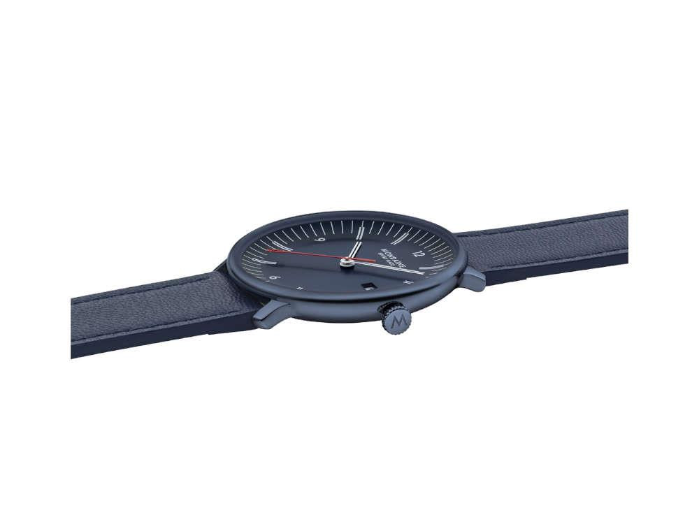 Mondaine Doppio IP Quartz Uhr, Blau, 41 mm, MLE.41240.LDV