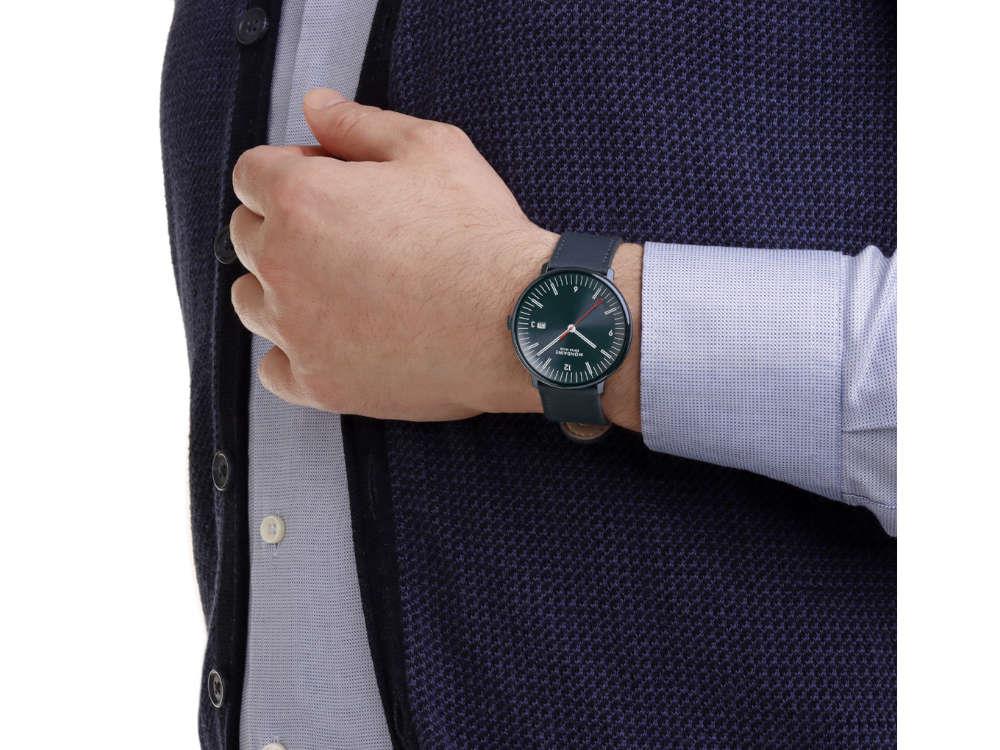 Mondaine Doppio IP Quartz Uhr, Blau, 41 mm, MLE.41240.LDV