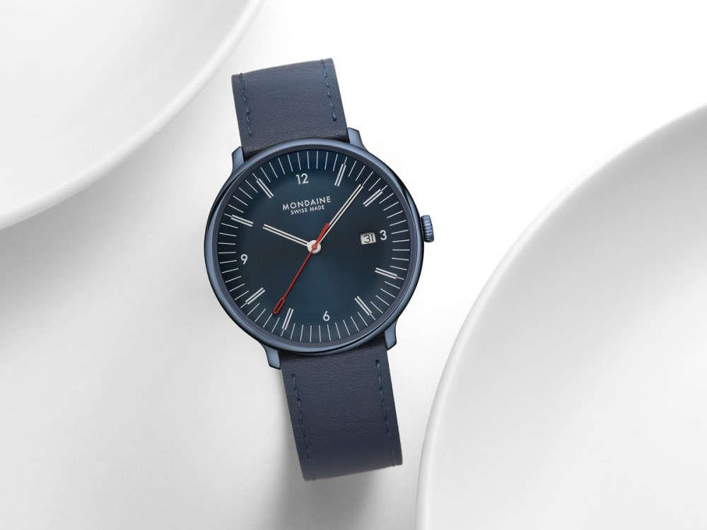 Mondaine Doppio IP Quartz Uhr, Blau, 41 mm, MLE.41240.LDV