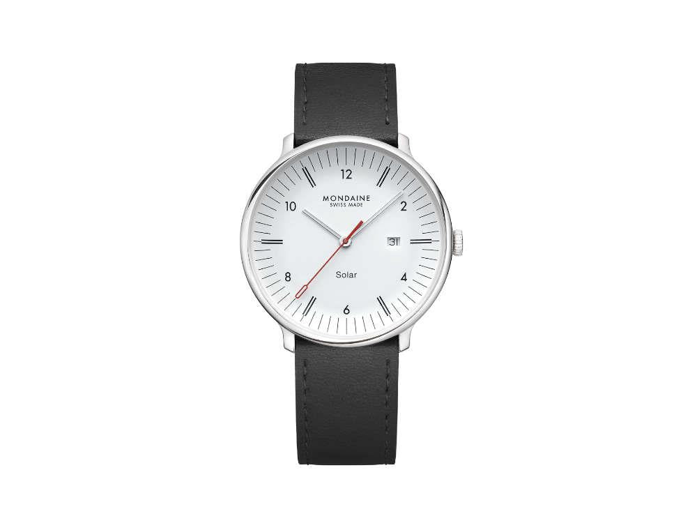 Mondaine Doppio Quartz Solar Uhr, Weiss, 41 mm, MLE.41910.LBV