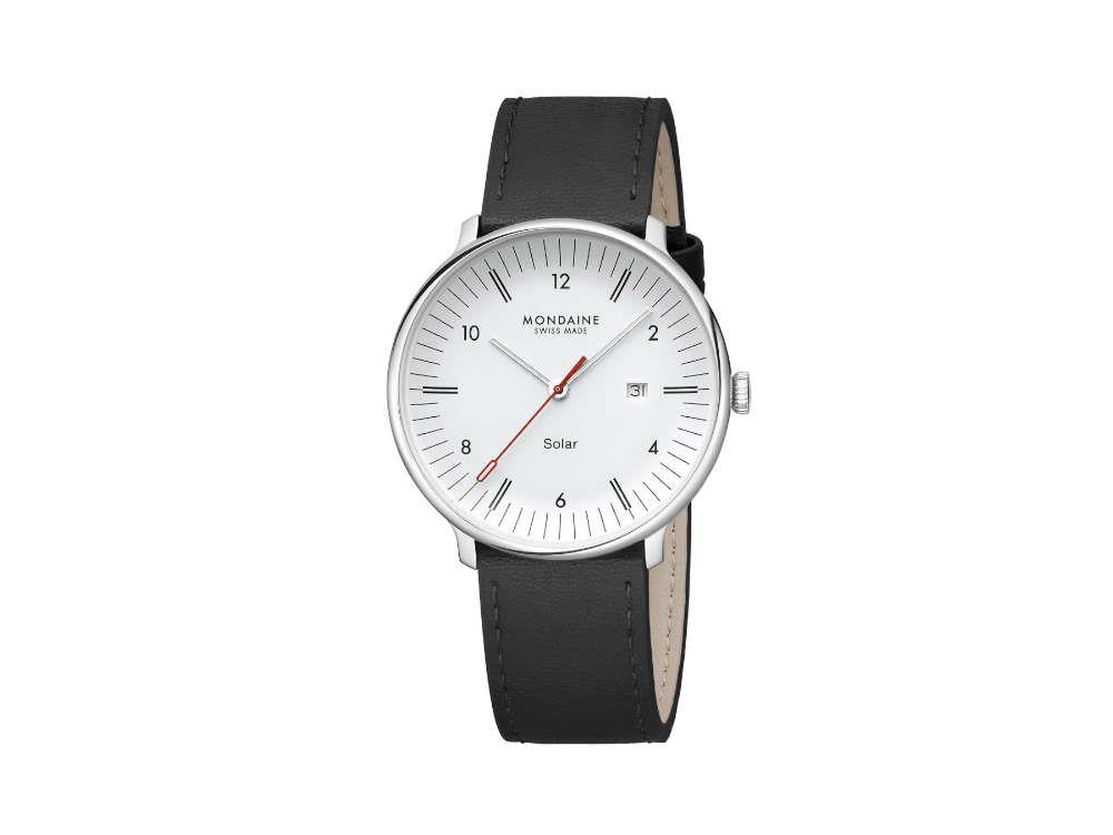 Mondaine Doppio Quartz Solar Uhr, Weiss, 41 mm, MLE.41910.LBV