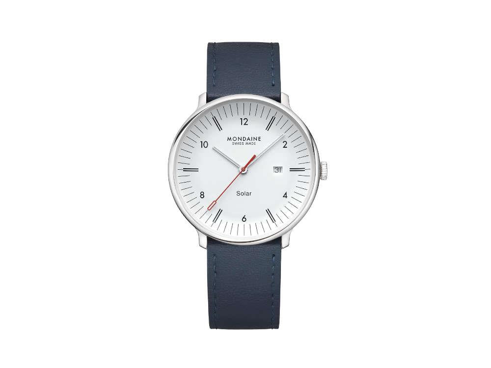Mondaine Doppio Quartz Solar Uhr, Weiss, 41 mm, MLE.41910.LDV