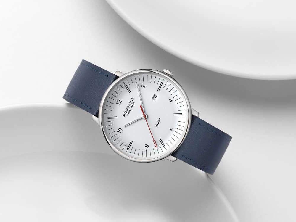Mondaine Doppio Quartz Solar Uhr, Weiss, 41 mm, MLE.41910.LDV