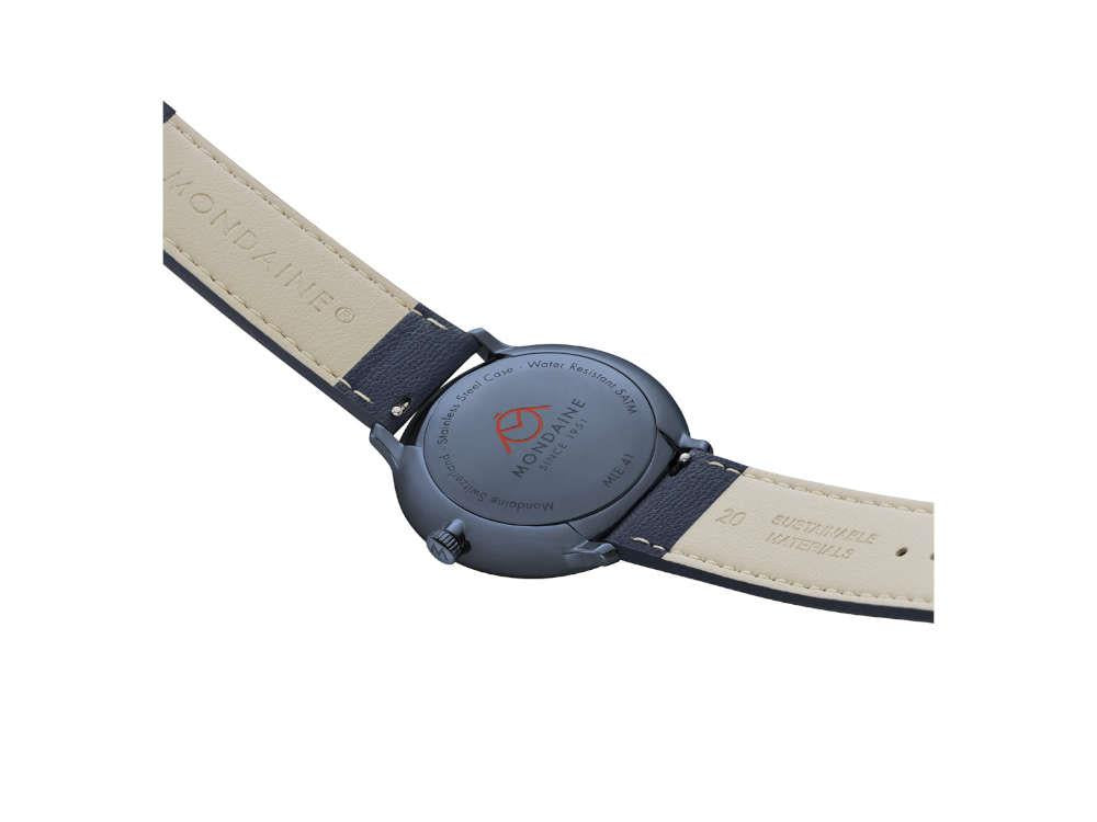 Mondaine Doppio IP Solar Quartz Uhr, Weiss, 41 mm, MLE.41910.LQV