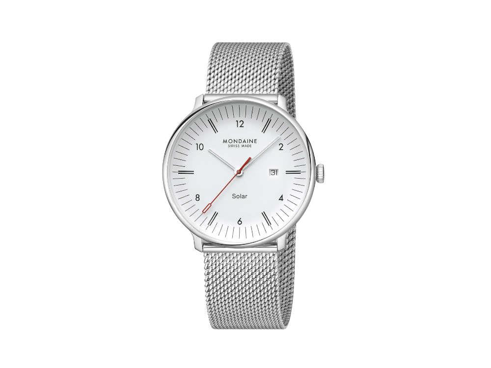 Mondaine Doppio Quartz Solar Uhr, Weiss, 41 mm, MLE.41910.SM