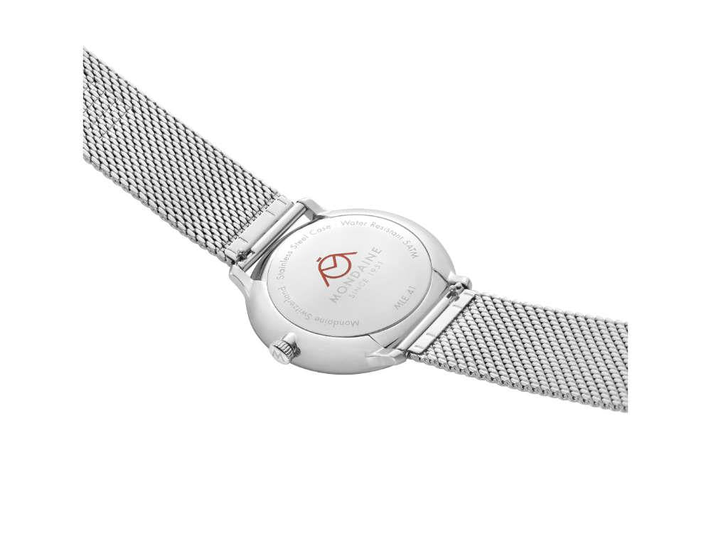 Mondaine Doppio Quartz Solar Uhr, Weiss, 41 mm, MLE.41910.SM