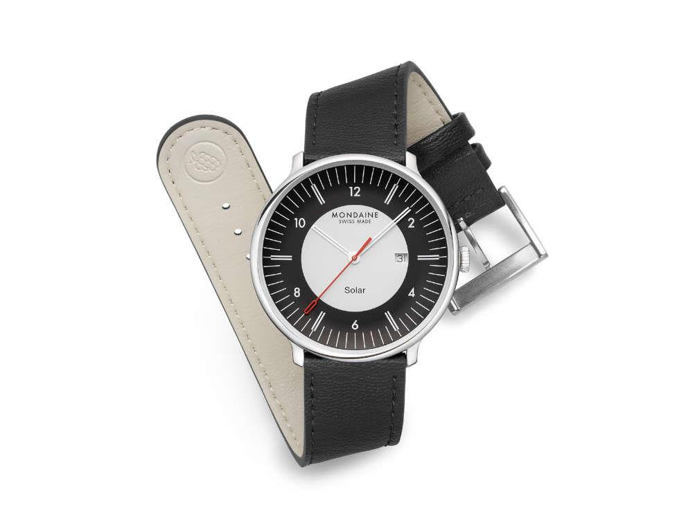 Mondaine Doppio Quartz Solar Uhr, Weiss, 41 mm, MLE.41920.LBV