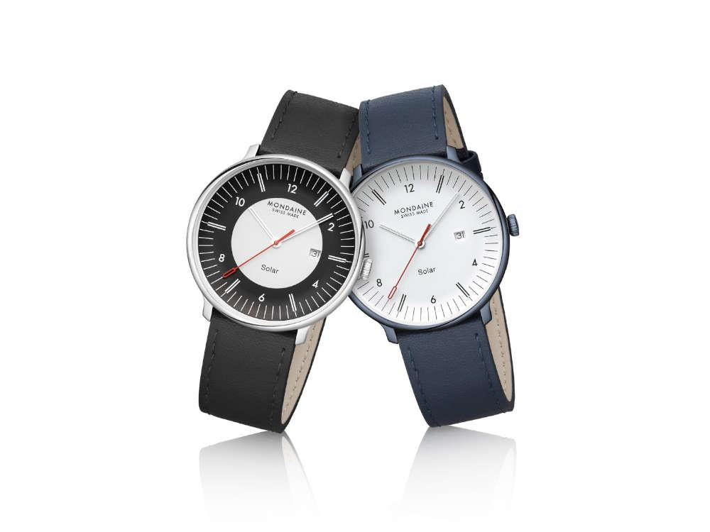 Mondaine Doppio Quartz Solar Uhr, Weiss, 41 mm, MLE.41920.LBV