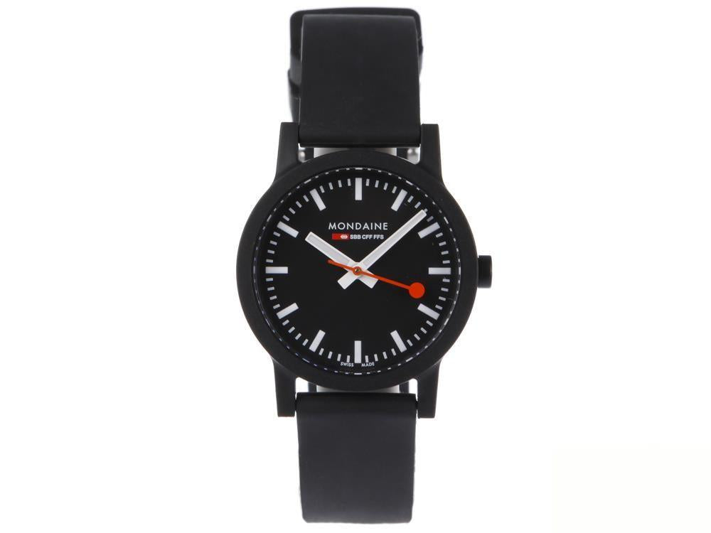 Mondaine Essence Quartz Uhr, Ökologisch - recycelt, Schwarz, 32mm, MS1.32120.RB