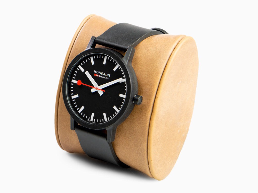 Mondaine Essence Quartz Uhr, Ökologisch - recycelt, Schwarz, 41mm, MS1.41120.RB