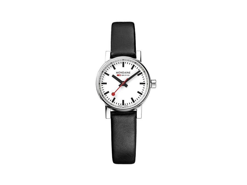 Mondaine SBB Evo2 Petite Quartz Uhr, Weiss, 26mm, Lederband, MSE.26110.LB