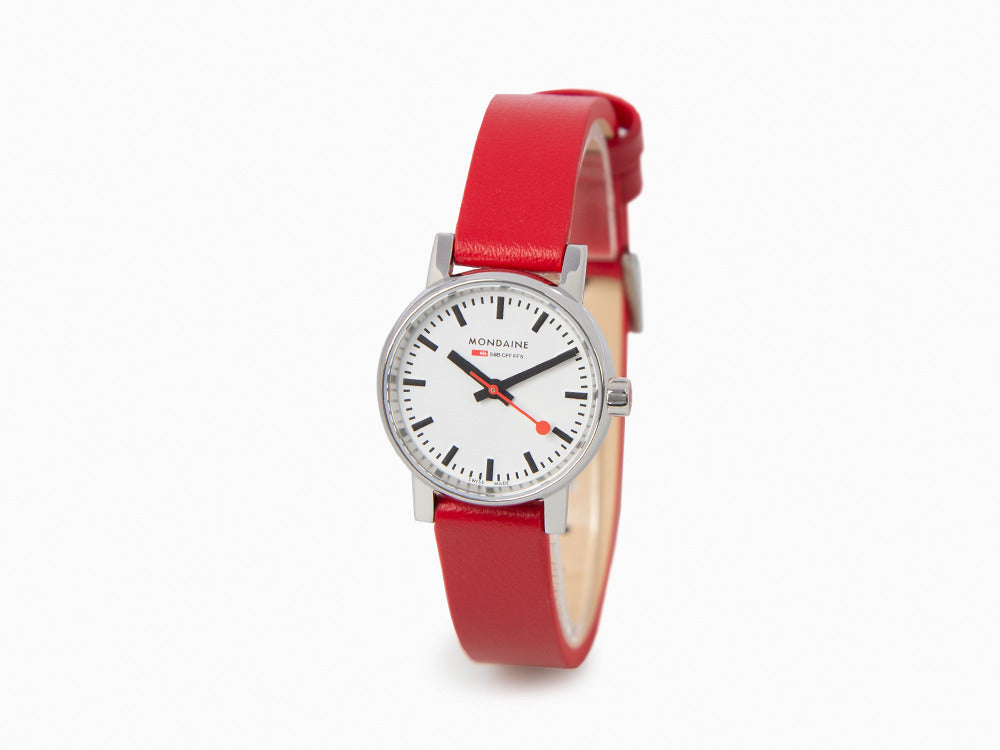 Mondaine SBB Evo2 Petite Quartz Uhr, Weiss, 26mm, Lederband, MSE.26110.LC