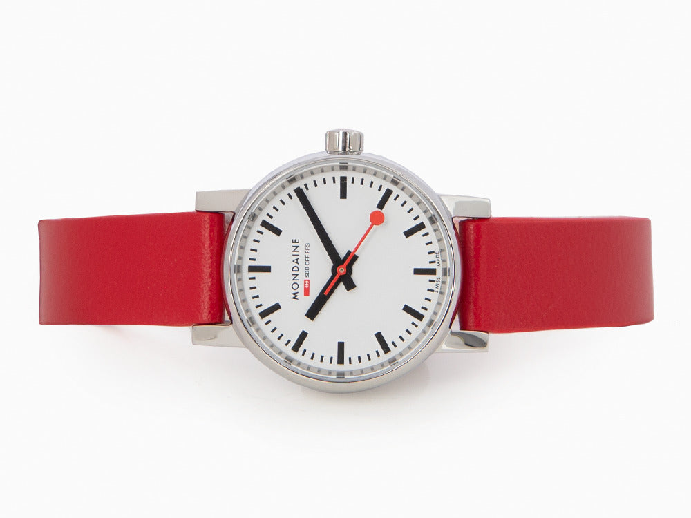 Mondaine SBB Evo2 Petite Quartz Uhr, Weiss, 26mm, Lederband, MSE.26110.LC