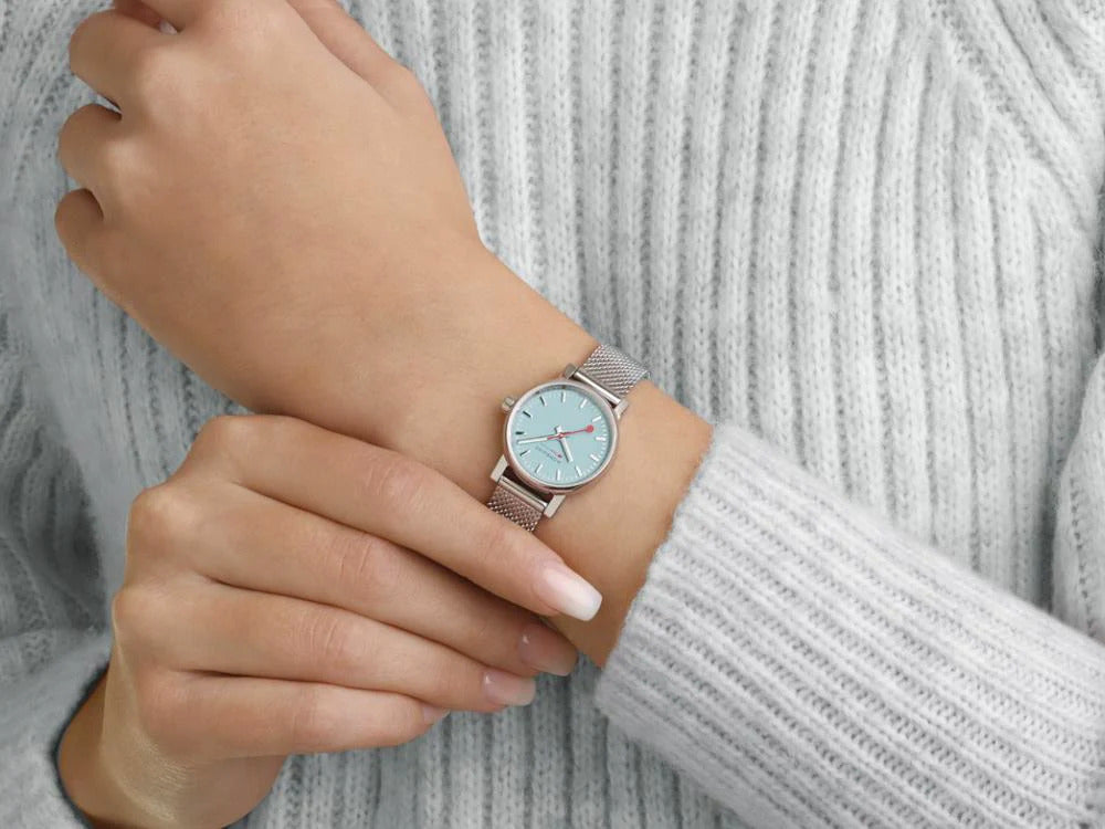 Mondaine SBB Evo2 Turquoise Lake Quartz Uhr, Blau, 26 mm, MSE.26140.SM