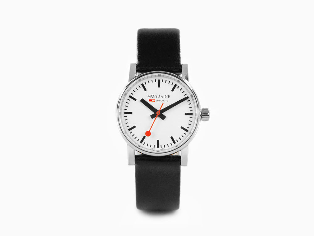 Mondaine SBB Evo2 Quartz Uhr, Weiss, 30mm, Lederband, MSE.30110.LB