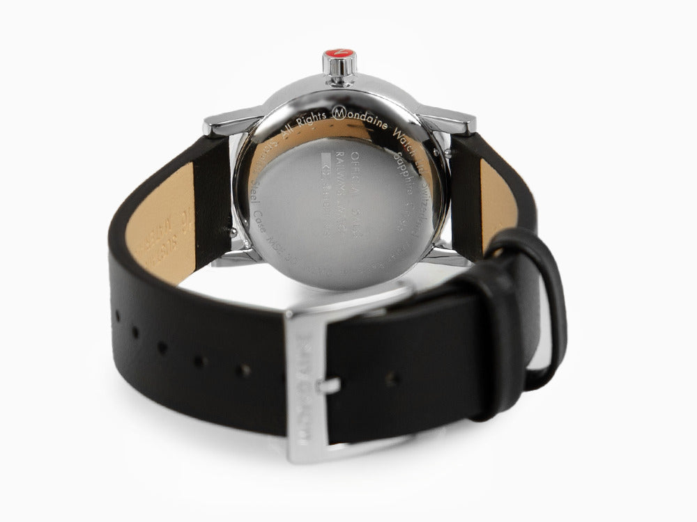 Mondaine SBB Evo2 Quartz Uhr, Weiss, 30mm, Tag, Lederband, MSE.30210.LB