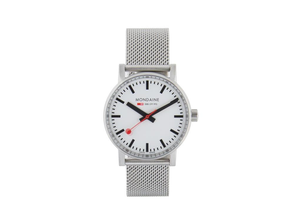Mondaine SBB Evo2 Quartz Uhr, Weiss, Milanaise Stahlband, MSE.35110.SM