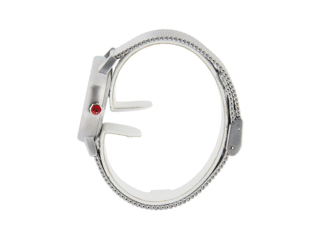 Mondaine SBB Evo2 Quartz Uhr, Weiss, Milanaise Stahlband, MSE.35110.SM