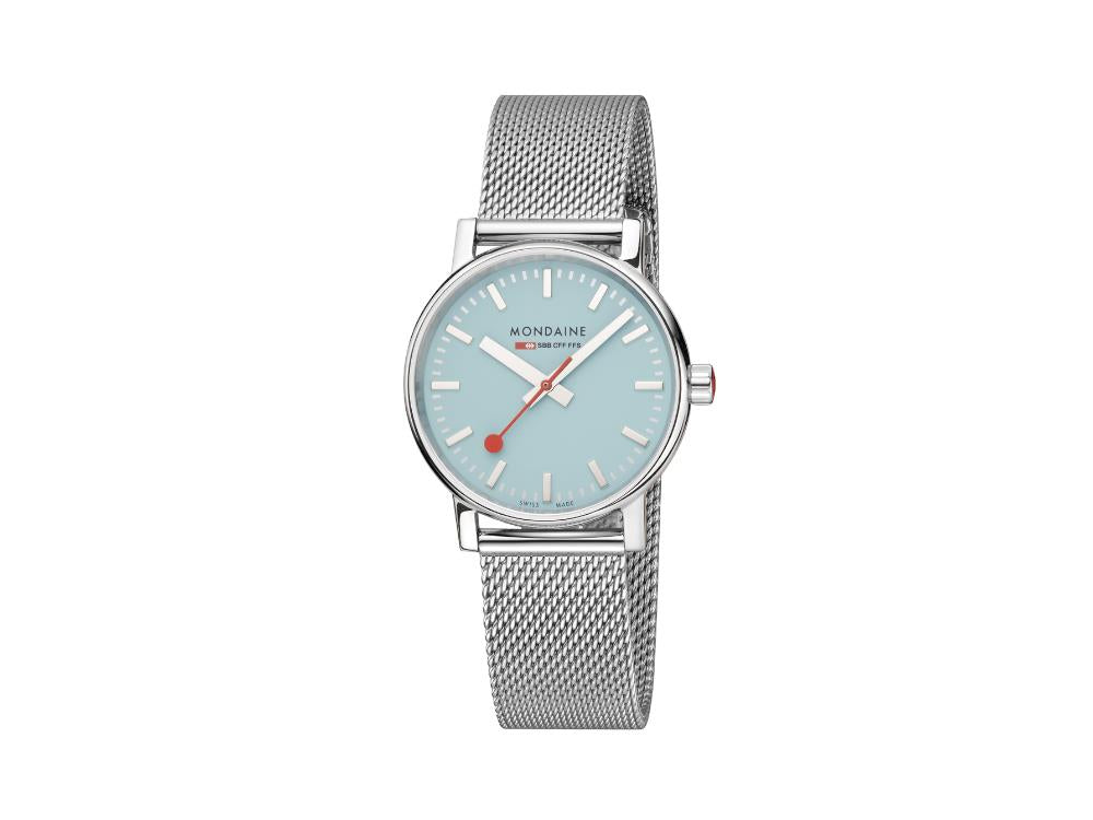 Mondaine SBB Evo2 Turquoise Lake Quartz Uhr, Blau, 35 mm, MSE.35140.SM