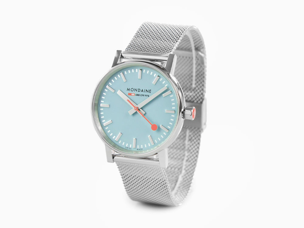 Mondaine SBB Evo2 Turquoise Lake Quartz Uhr, Blau, 35 mm, MSE.35140.SM