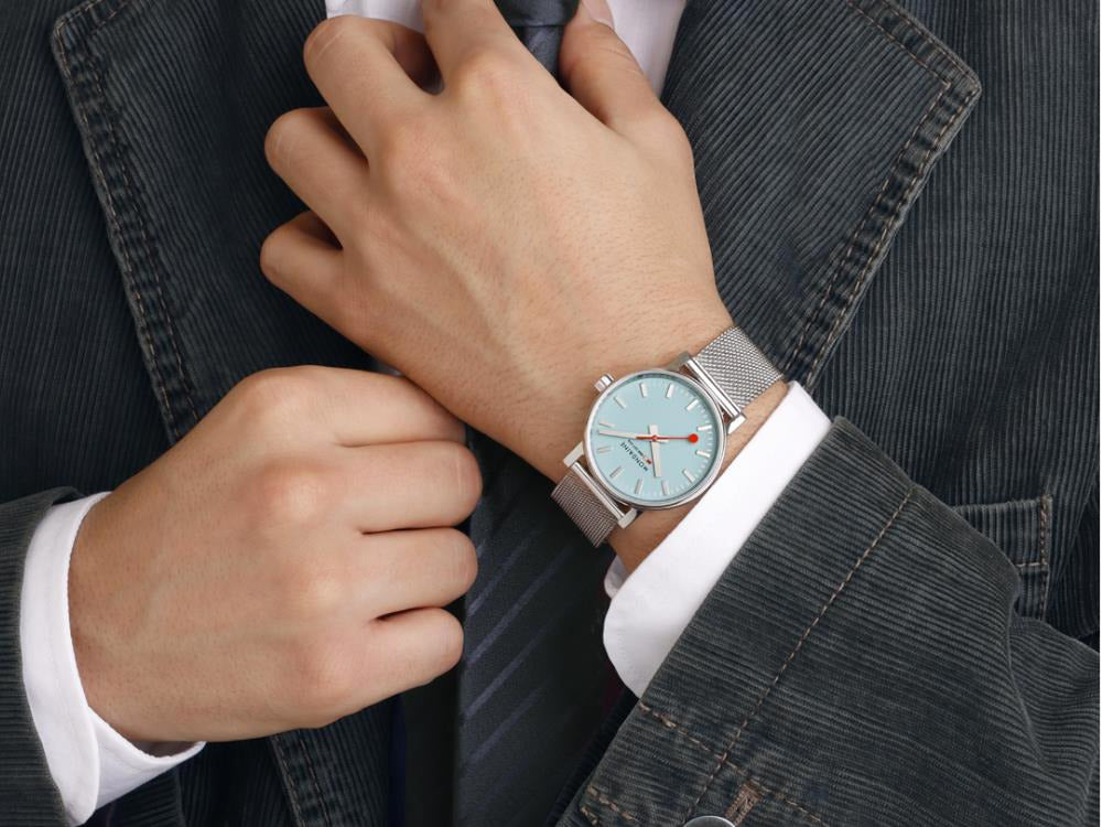 Mondaine SBB Evo2 Turquoise Lake Quartz Uhr, Blau, 35 mm, MSE.35140.SM