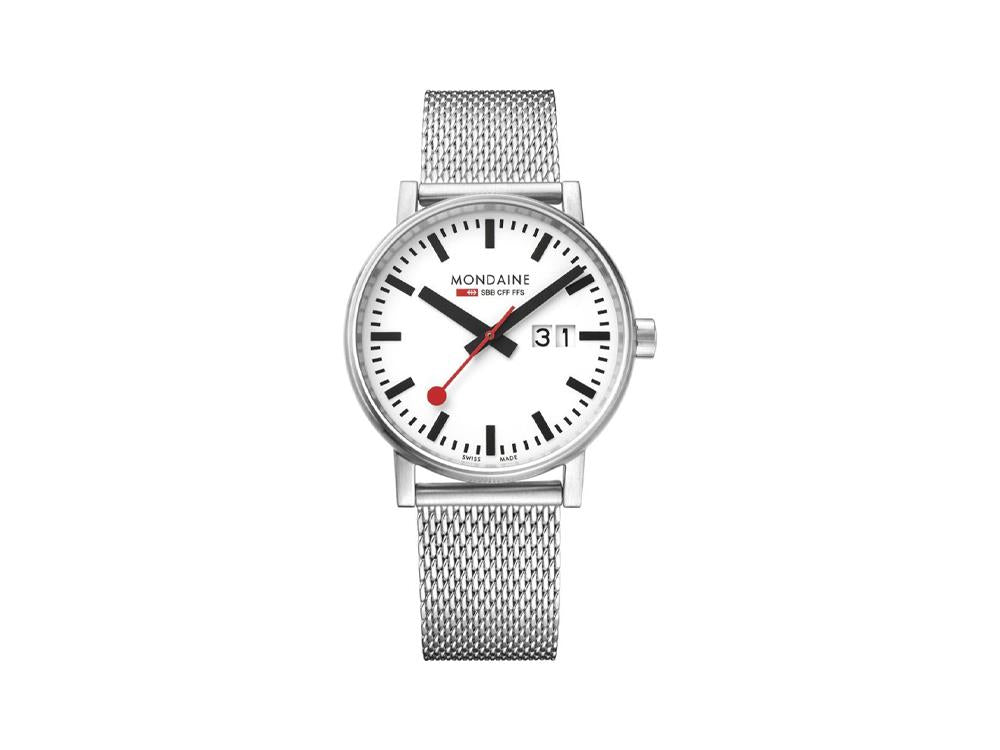 Mondaine SBB Evo2 Big Quartz Uhr, Weiss, 40 mm, Tag, MSE.40210.SM