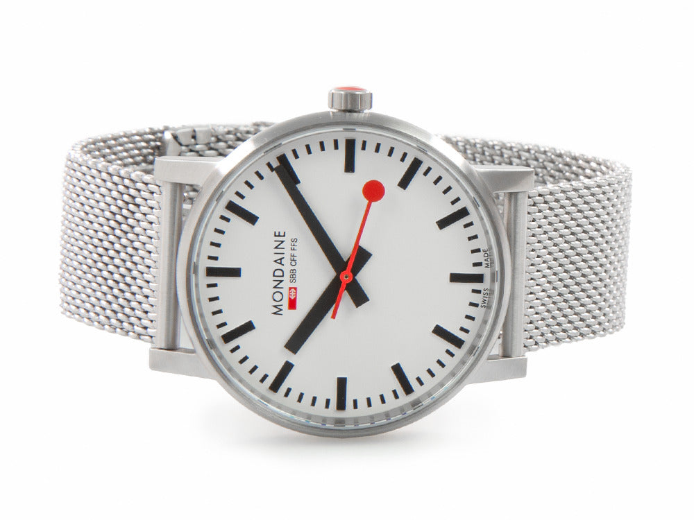 Mondaine SBB Evo Quartz Uhr, Weiss, 43 mm MSE.43110.SJ