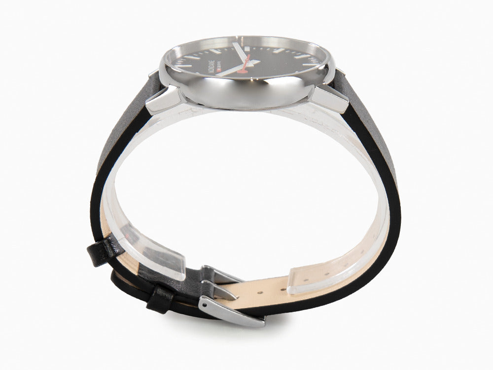 Mondaine SBB Evo Quartz Uhr, Polierter Edelstahl, Schwarz, 43 mm MSE.43120.LB