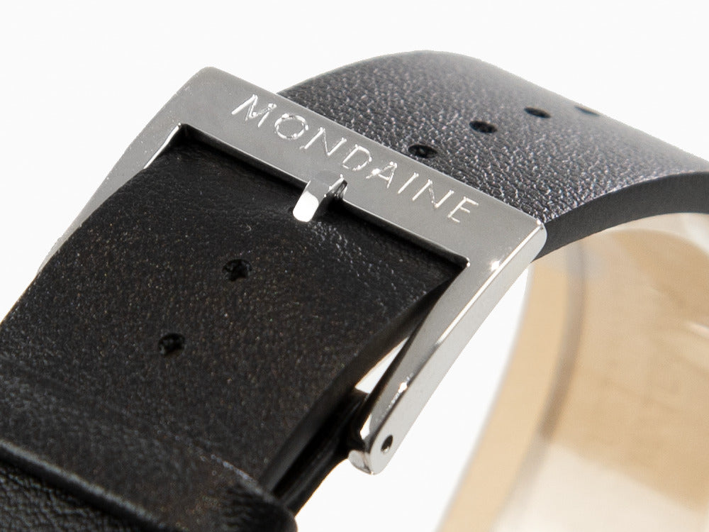 Mondaine SBB Evo Quartz Uhr, Polierter Edelstahl, Schwarz, 43 mm MSE.43120.LB