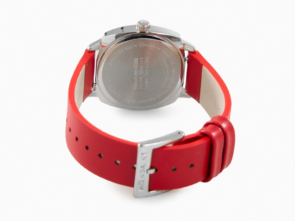 Mondaine Cushion Quartz Uhr, Weiss, 31 mm, Lederband, MSL.31110.LCV