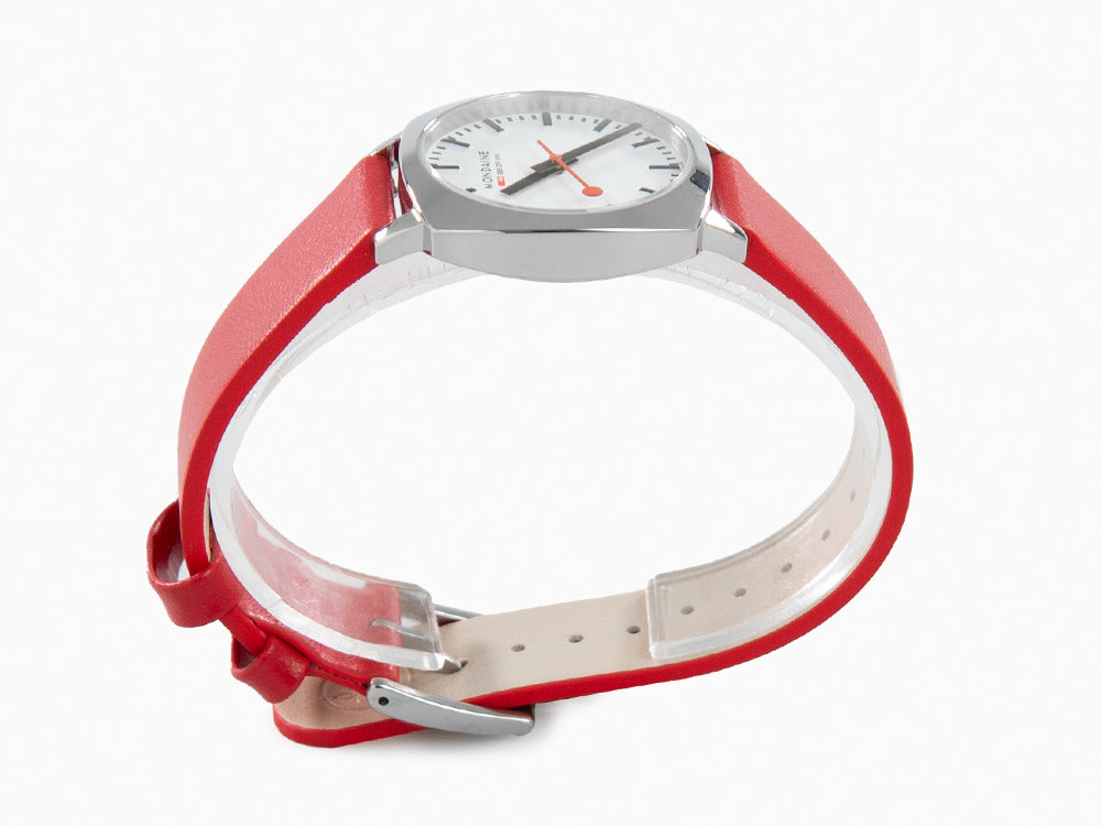 Mondaine Cushion Quartz Uhr, Weiss, 31 mm, Lederband, MSL.31110.LCV