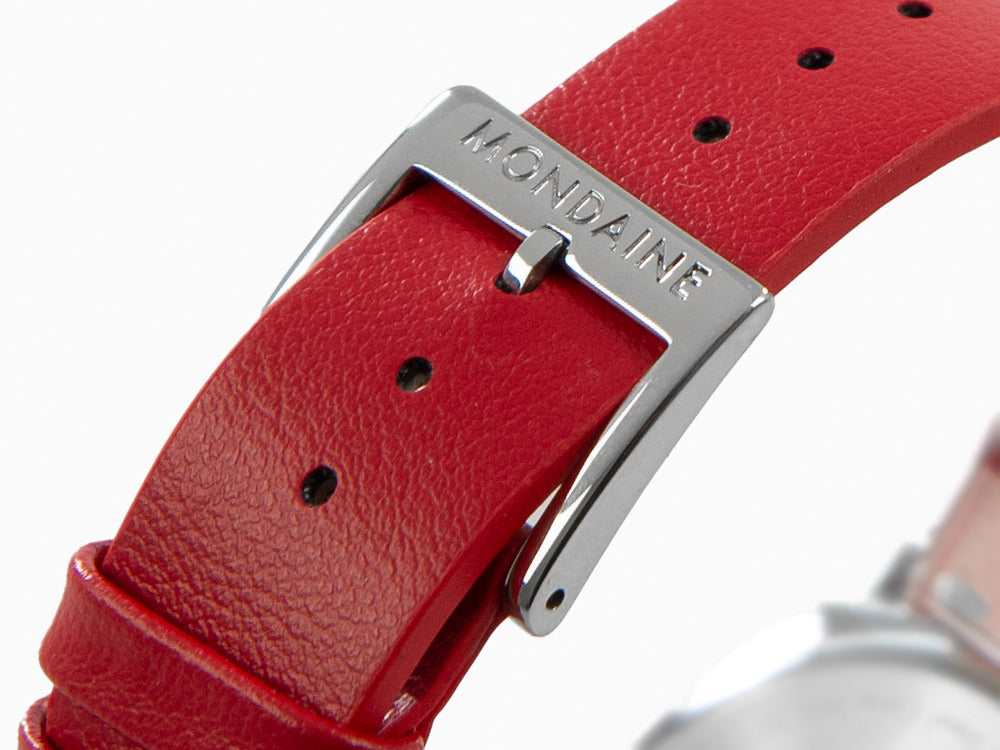 Mondaine Cushion Quartz Uhr, Weiss, 31 mm, Lederband, MSL.31110.LCV