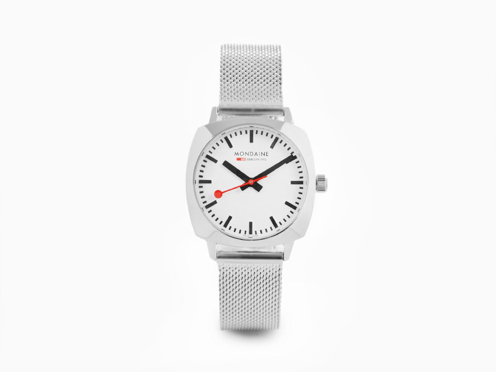 Mondaine Cushion Quartz Uhr, Weiss, 31 mm, MSL.31110.SM