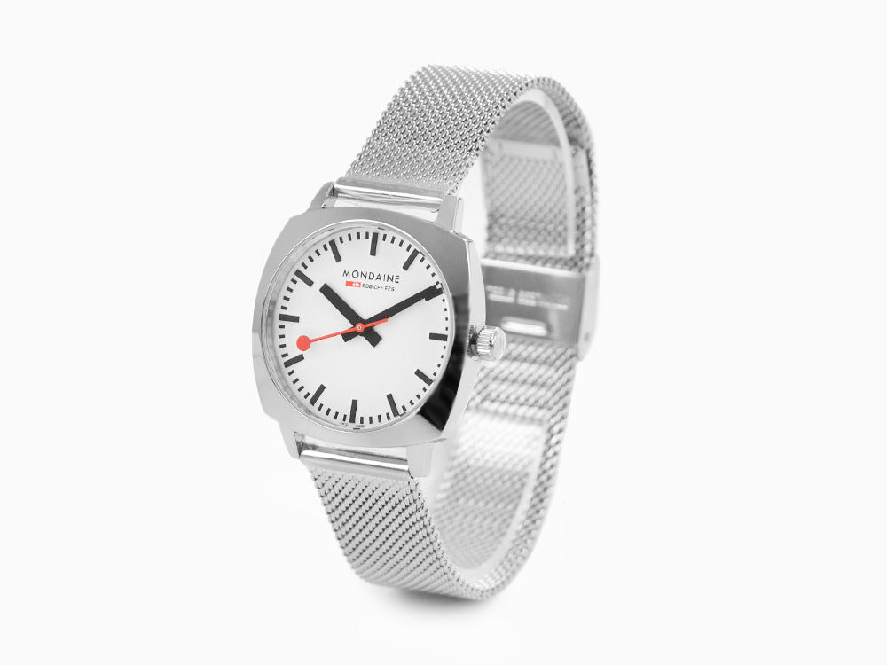 Mondaine Cushion Quartz Uhr, Weiss, 31 mm, MSL.31110.SM