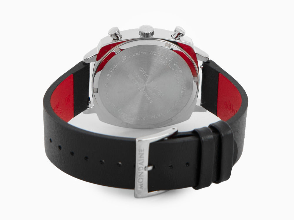 Mondaine Cushion Quartz Uhr, Weiss, 41 mm, Lederband, MSL.41410.LBV.SET