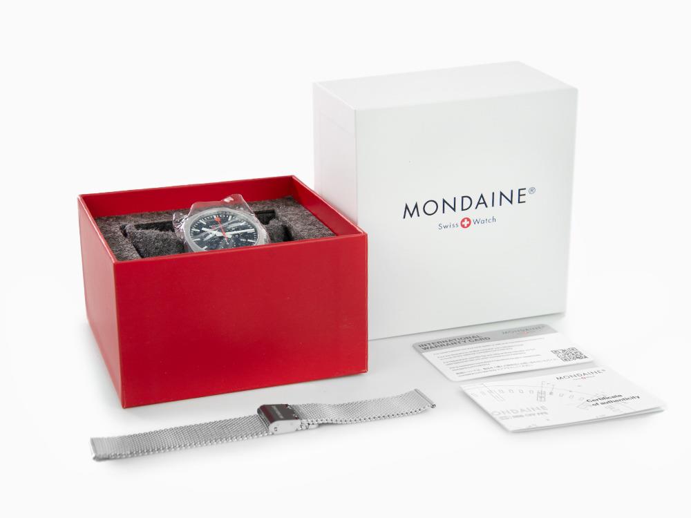 Mondaine Cushion Quartz Uhr, Blau, 41 mm, Leinenuhrband, MSL.41440.LD.SET