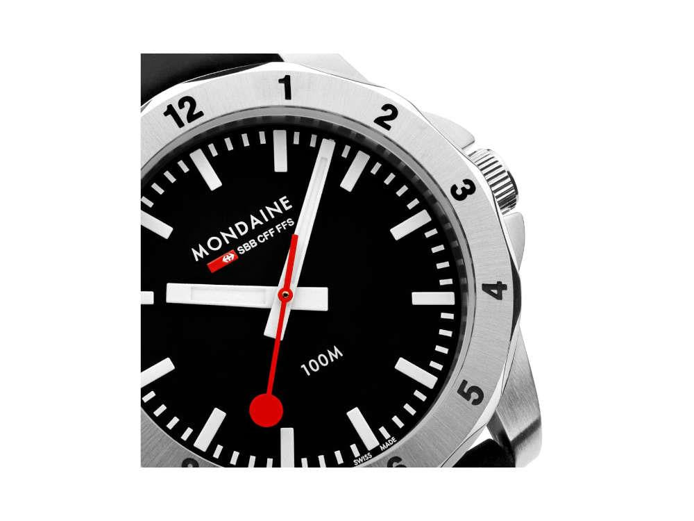 Mondaine Numeri Quartz Uhr, Schwarz, 42 mm, MSN.42120.RB