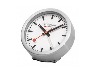 Mondaine Tischuhr Clocks Quartz Uhr, Stahl, Weiss, 12,5cm, A997.MCAL.16SBB