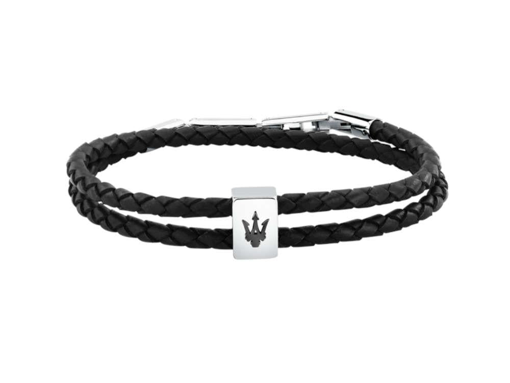Maserati Gioielli Armband Leder, Schwarz, Edelstahl, JM226AVE44