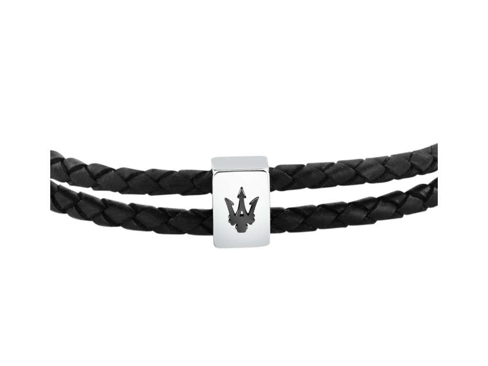 Maserati Gioielli Armband Leder, Schwarz, Edelstahl, JM226AVE44