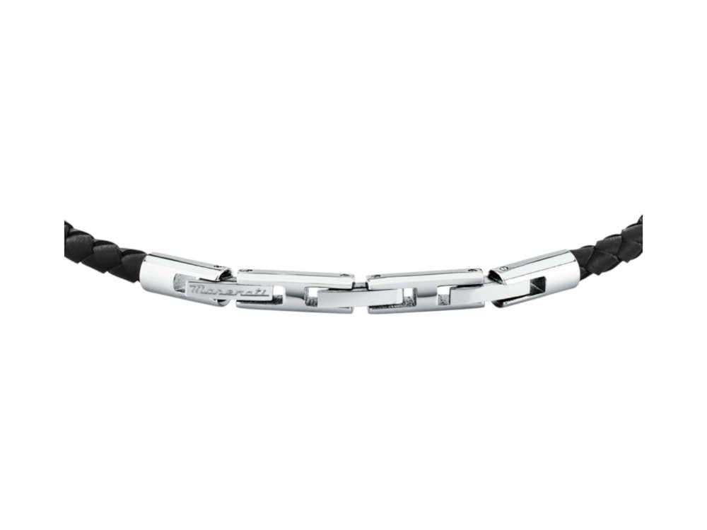 Maserati Gioielli Armband Leder, Schwarz, Edelstahl, JM226AVE44