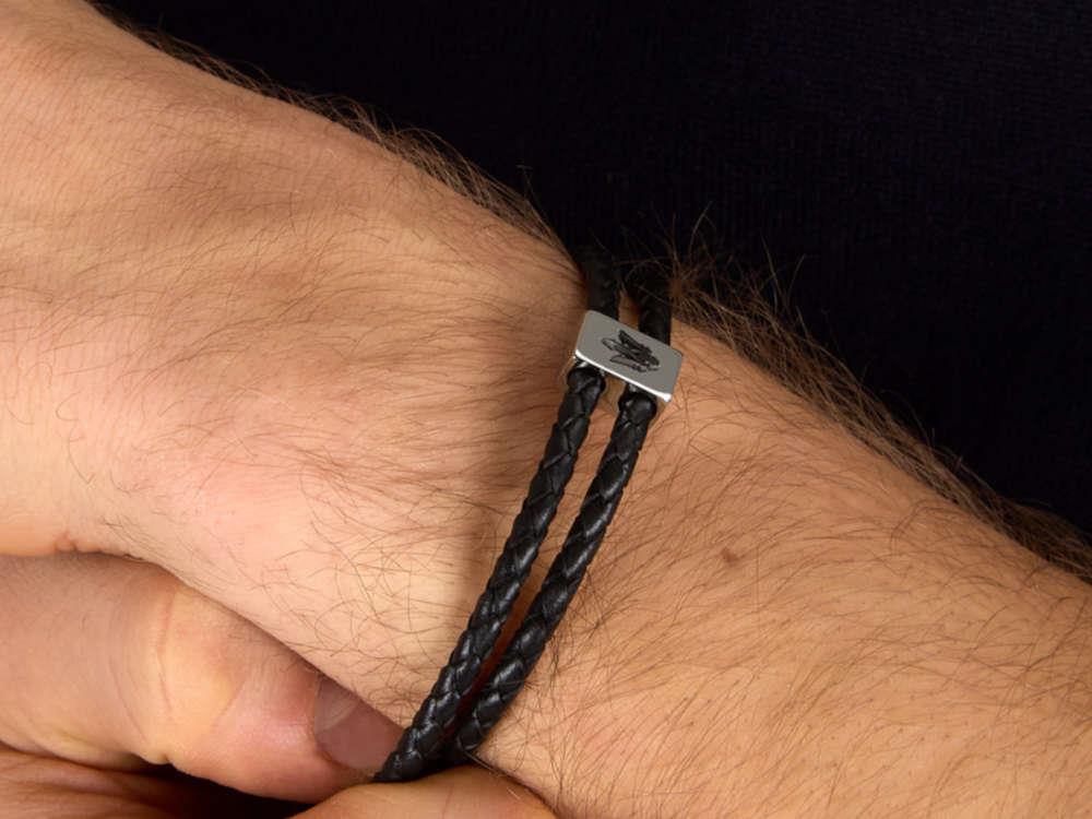 Maserati Gioielli Armband Leder, Schwarz, Edelstahl, JM226AVE44