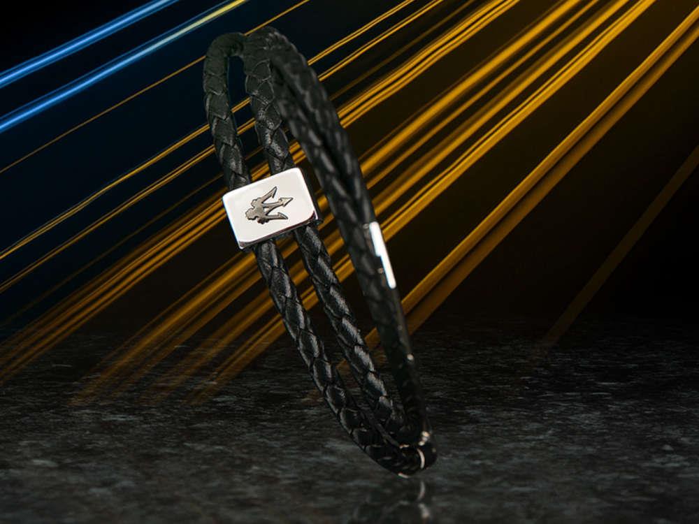 Maserati Gioielli Armband Leder, Schwarz, Edelstahl, JM226AVE44