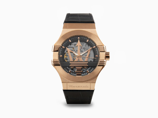 Maserati Potenza Automatik Uhr, PVD Rose Gold, Schwarz, 42 mm  