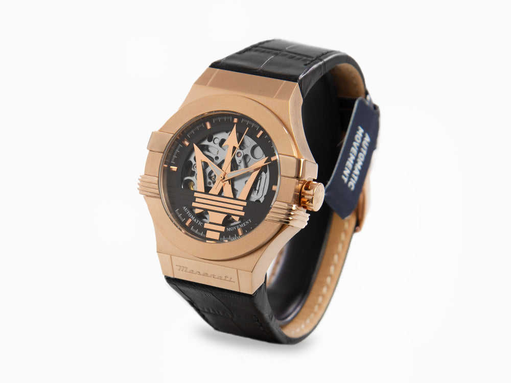 Maserati Potenza Automatik Uhr, PVD Rose Gold, Schwarz, 42 mm 
