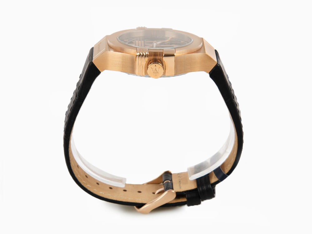 Maserati Potenza Automatik Uhr, PVD Rose Gold, Schwarz, 42 mm  