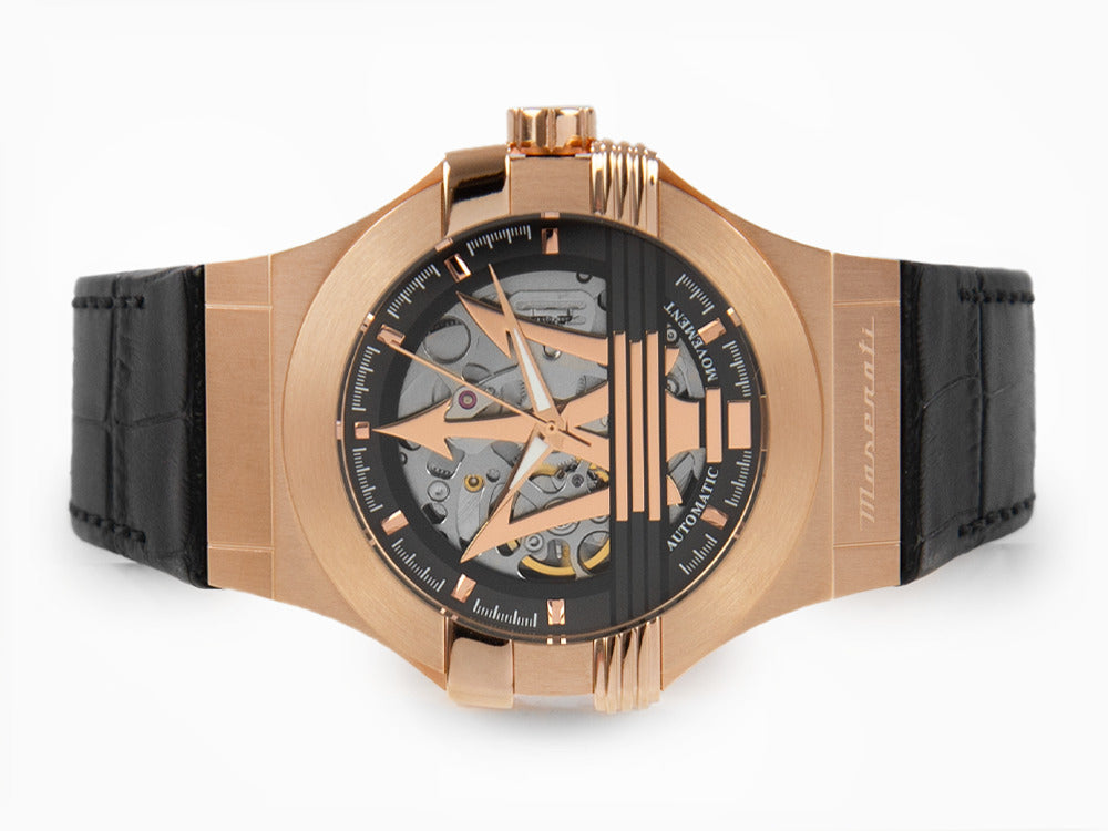 Maserati Potenza Automatik Uhr, PVD Rose Gold, Schwarz, 42 mm 