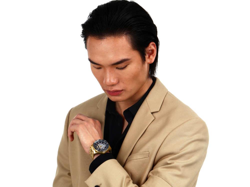 Maserati Sfida Automatik Uhr, PVD Gold, Blau, 44 mm, Spezialausgabe, R8823140017